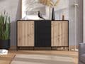 Clifton Slatted Artisan Oak Effect And Black Sideboard - 11013540