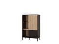 Clifton Slatted Artisan Oak Effect Black Low Display Cabinet 11013545