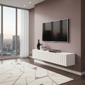 Como White Slat Effect Wall Mounted Floating Small TV Entertainment Unit - 11014661