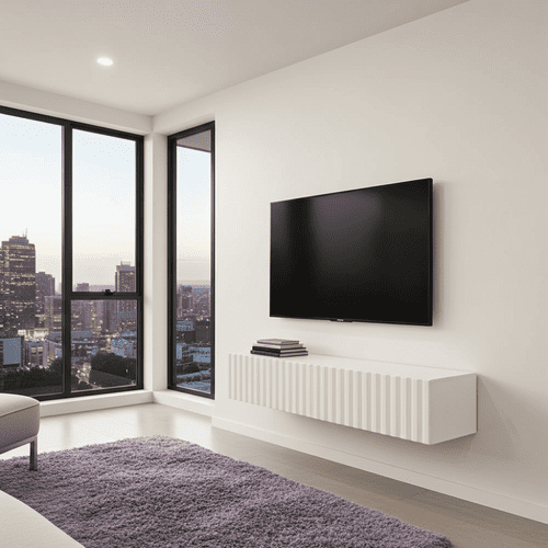 Como White Slat Effect Wall Mounted Floating Small TV Entertainment Unit - 11014661