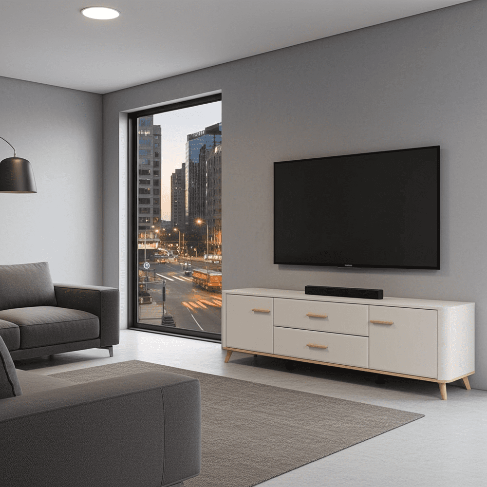 Dariqon Cashmere And Oak Effect Large Wide 180cm TV Unit - 11014490