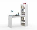 Double Matt White Computer Desk Table with Bookcase - 2564
