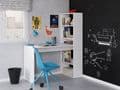 Double Matt White Computer Desk Table with Bookcase - 2564
