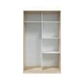 Durham Artic White and Oak Effect Small Narrow Sliding 2 Door Wardrobe 120cm Wide - 3208