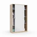 Durham Artic White and Oak Effect Small Narrow Sliding 2 Door Wardrobe 120cm Wide - 3208