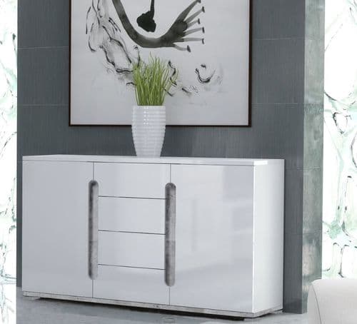 Elise White High Gloss And Grey 2 Door / 4 Drawer Sideboard T46- 3020