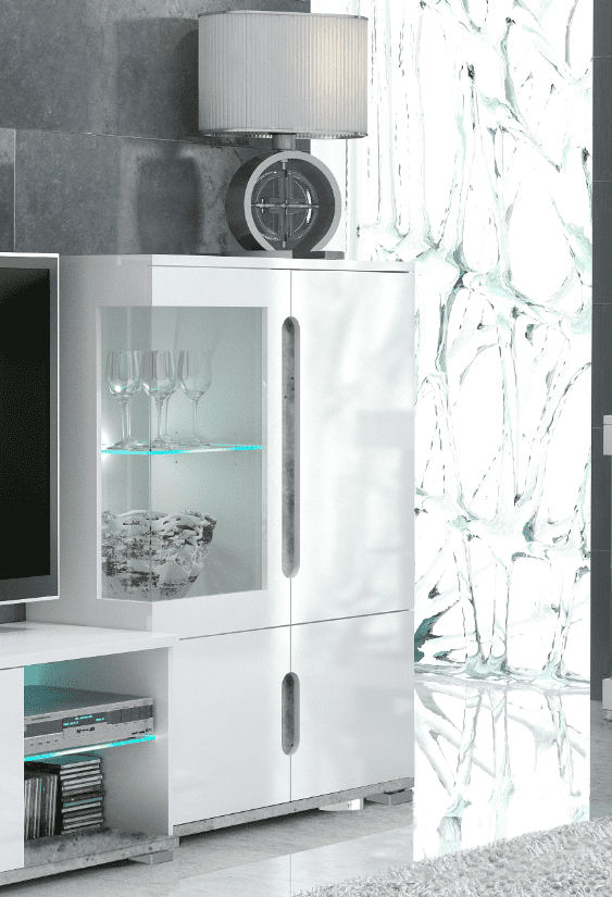 Elise White High Gloss And Grey Low Display Cabinet T12 - 3024