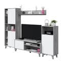 Eriksen White And Concrete Grey Effect Large TV Entertainment Wall Unit Cabinet - 3218