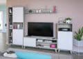 Eriksen White And Concrete Grey Effect Large TV Entertainment Wall Unit Cabinet - 3218