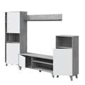 Eriksen White And Concrete Grey Effect Large TV Entertainment Wall Unit Cabinet - 3218
