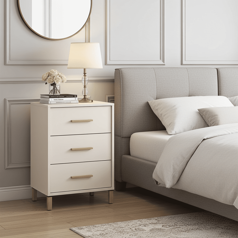 Granada Cashmere And Artisan Oak Effect Bedside Table - 11013698