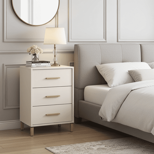 Granada Cashmere And Artisan Oak Effect Bedside Table - 11013698