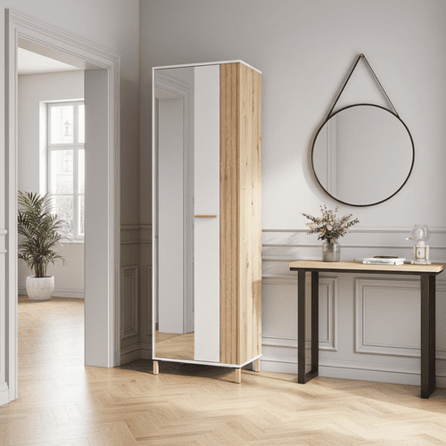 Granada Cashmere And Artisan Oak Effect Slim Narrow Wardrobe -   11013554