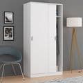 Hansen White Small Narrow Sliding 2 Door Wardrobe - 3207