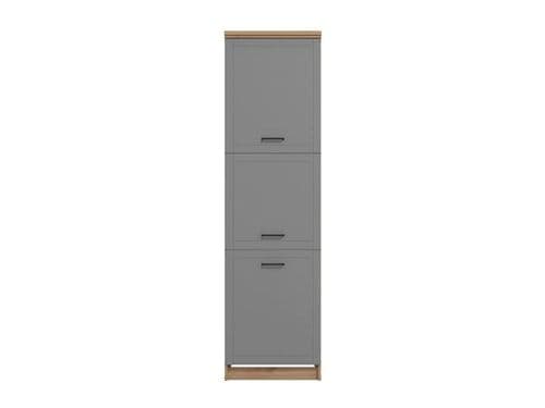 Hudson Grey And Oak Effect Tall 60cm 3 Door Kitchen Larder Unit Pantry Cupboard - 11012281