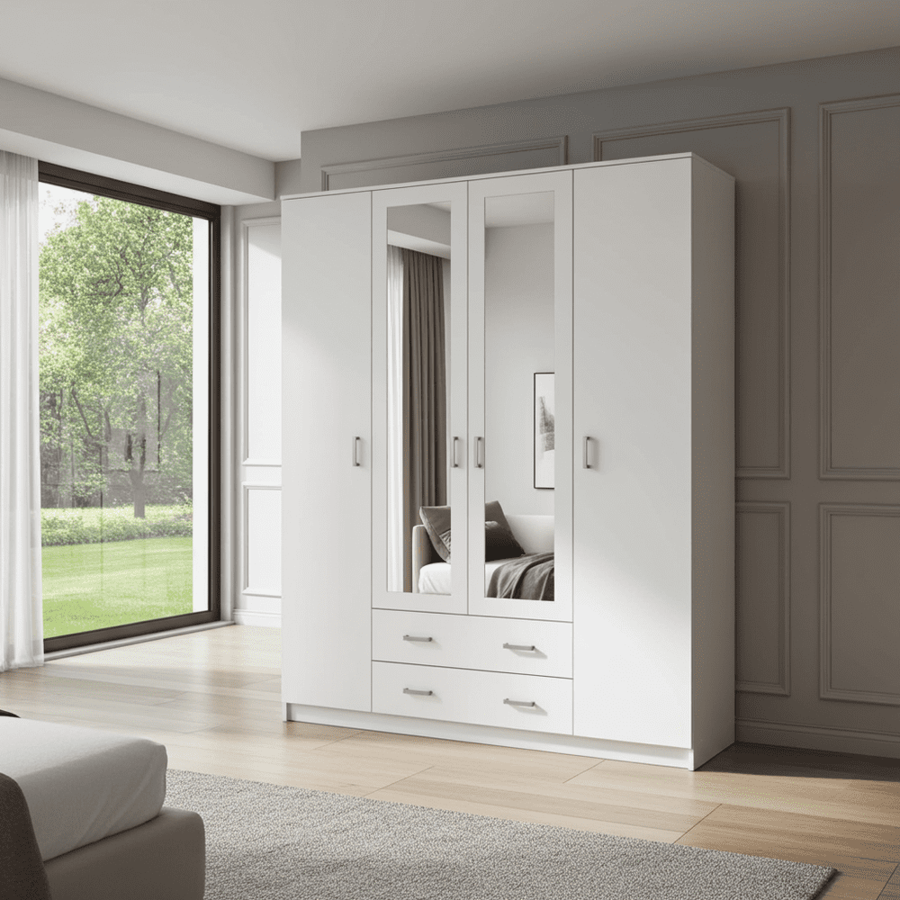 Kano White 4 Door Wardrobe - 11008721