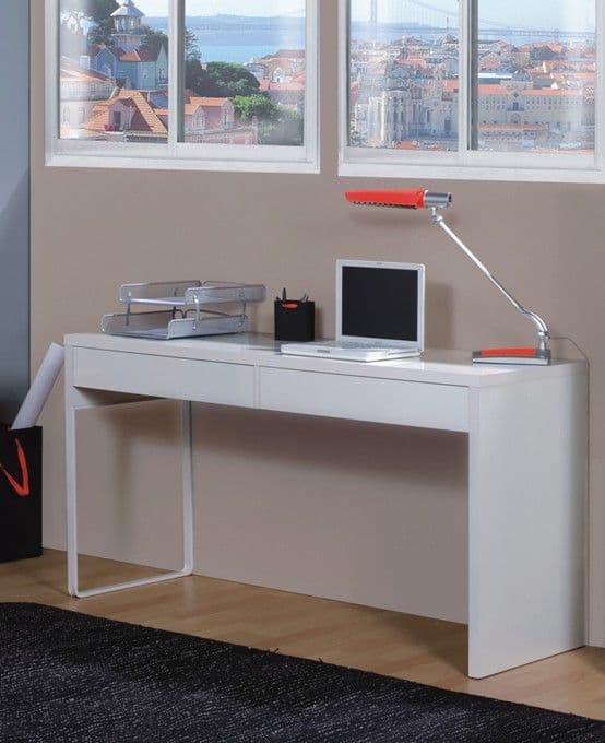 Kuba Artic White Desk With Drawers - 2489