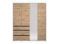 Kyoto Artisan Oak Effect 4 Door 3 Drawer Mirrored Wardrobe - 11014097