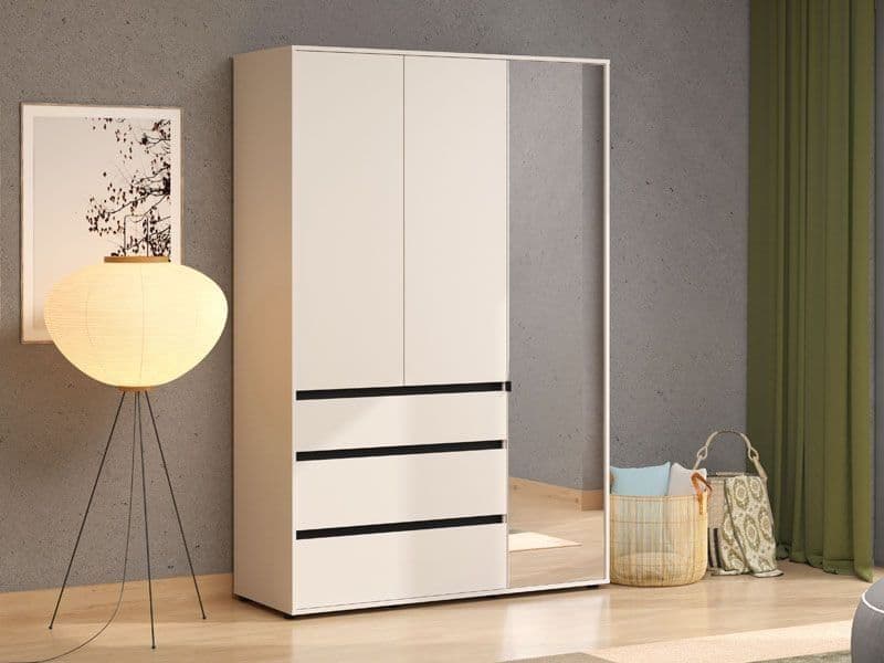 Kyoto Cashmere 3 Door 3 Drawer Mirrored Wardrobe - 11014290