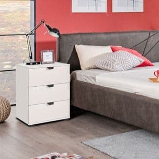 Limone Arctic White 3 Drawer Bedside Table - 3402