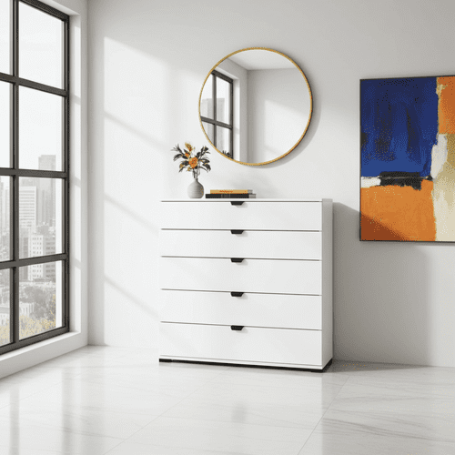 Limone Arctic White Wide 6 Drawer Chest - 11008296