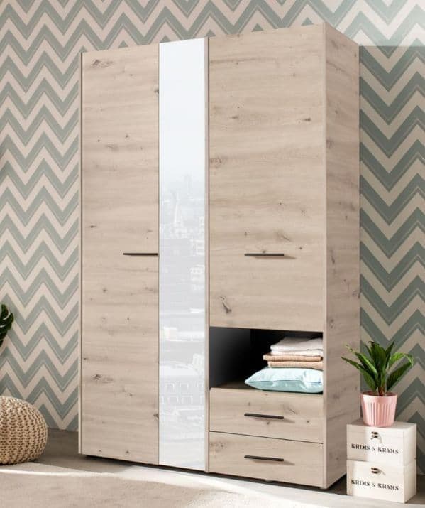 Limone Grey Oak 3 Door Wardrobe - 3042