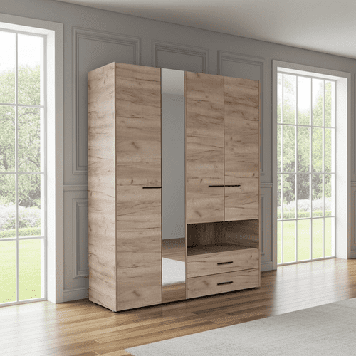 Limone Grey Oak 4 Door Wardrobe - 11008265