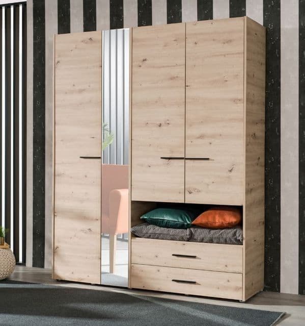 Limone Grey Oak 4 Door Wardrobe - 3044