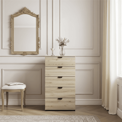 Limone Oak Effect Narrow 5 Drawer Chest - 11008309