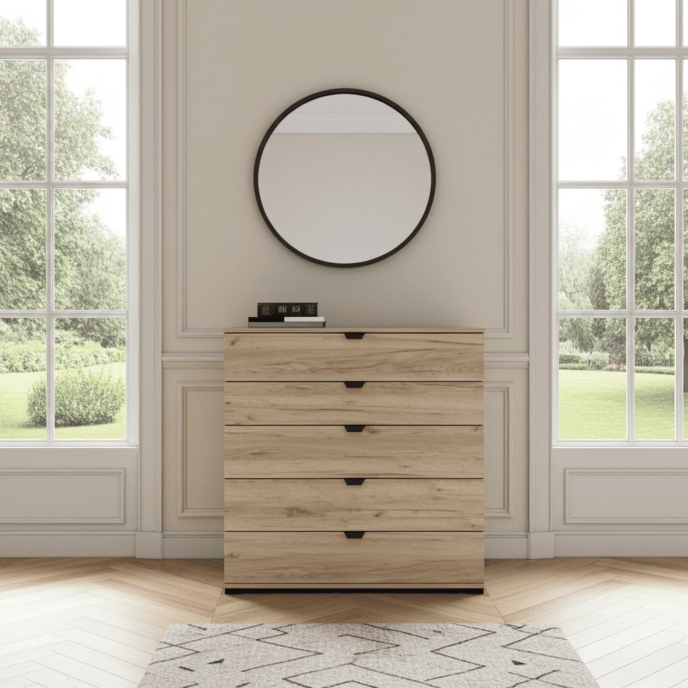 Limone Oak Effect Wide 5 Drawer Chest - 11008295