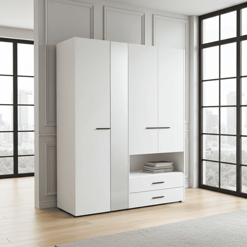 Limone White 4 Door Wardrobe - 11008267