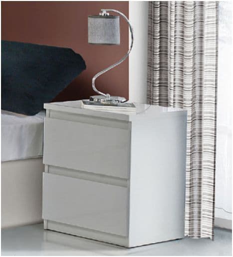 Louise White Gloss Bedside Table - 2413