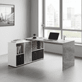 Luiz Concrete Grey and White Corner Desk - 2644