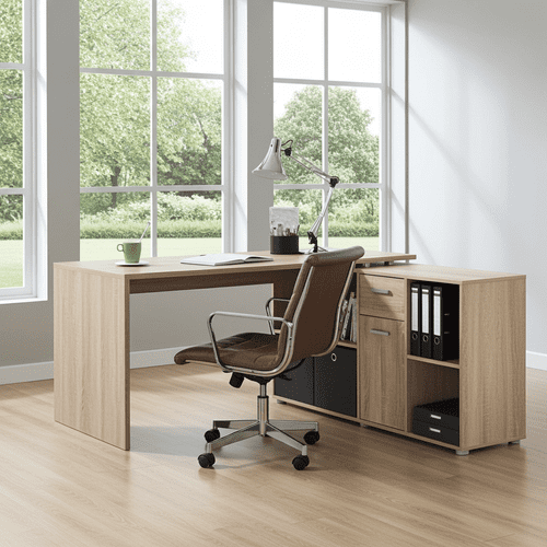 Luiz Oak Flexi Corner Office Desk - 2563