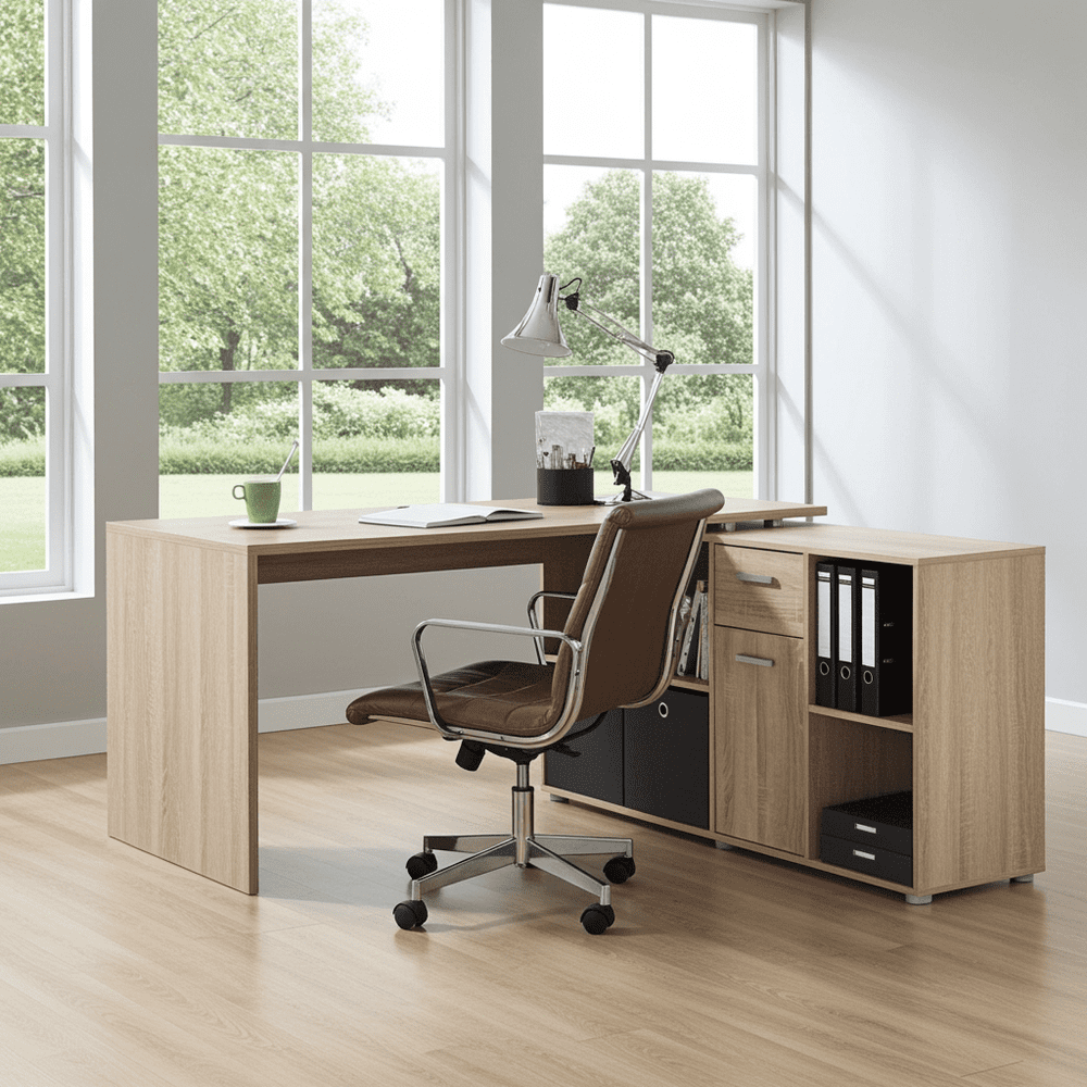 Luiz Oak Flexi Corner Office Desk - 2563