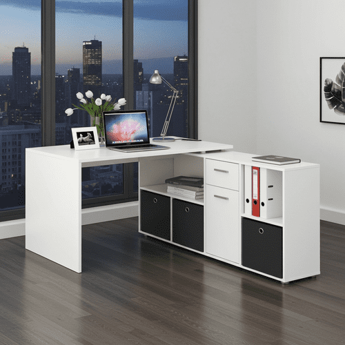 Luiz White Flexi Corner Office Desk - 2562