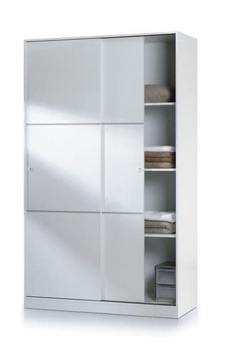 Madrid Sliding Door Wardrobe 120cm Gloss White - 2461