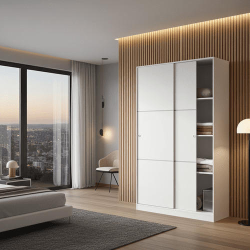 Madrid Sliding Door Wardrobe 120cm Gloss White - 2461