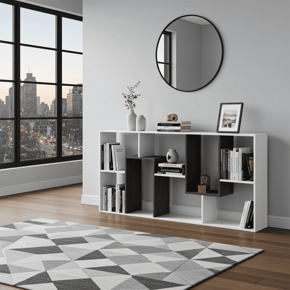 Malibu White And Dark Brown Bookcase - 2942
