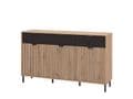 Martinique Artisan Oak Effect Slatted And Black 3 Door Sideboard - 11013359