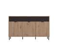Martinique Artisan Oak Effect Slatted And Black 3 Door Sideboard - 11013359