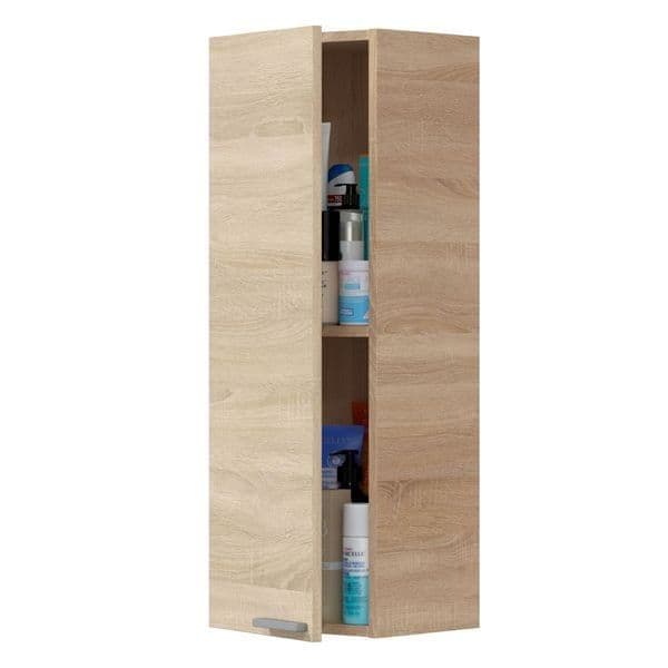 Milano Oak Effect 1 Door Small Wall Mounted Floating Bathroom Storage Cupboard - 305270BO