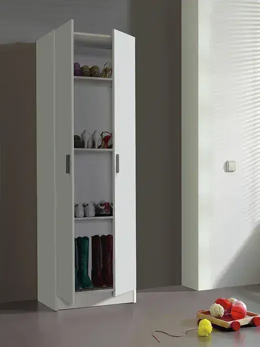 Multi Tall White 2 Door Shoe Storage Utility Cupboard - 3293