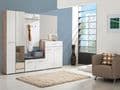 Myra White Gloss And Oak Effect Mirrored Narrow Wardrobe - 11008560