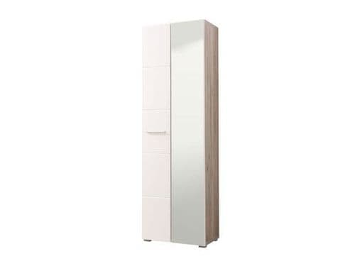 Myra White Gloss And Oak Effect Mirrored Narrow Wardrobe - 3266