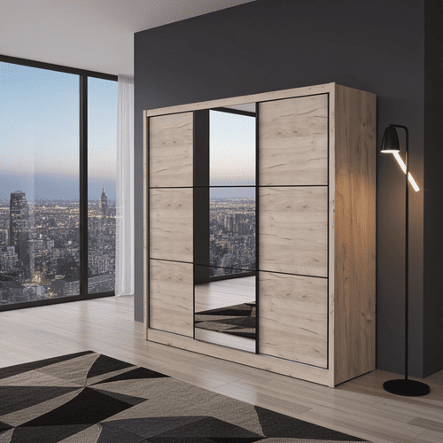 Navara Oak Effect Sliding Door Wardrobe - 11008280