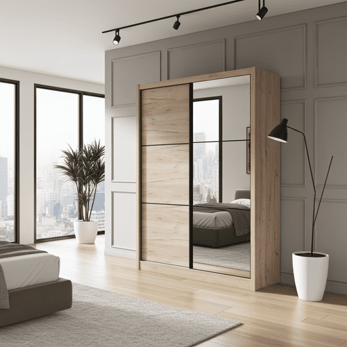 Navara Oak Effect Sliding Door Wardrobe 166cm - 11008274