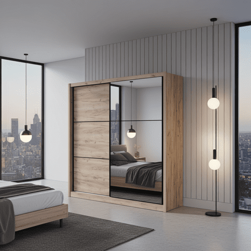 Navara Oak Effect Sliding Door Wardrobe 215cm - 11008278