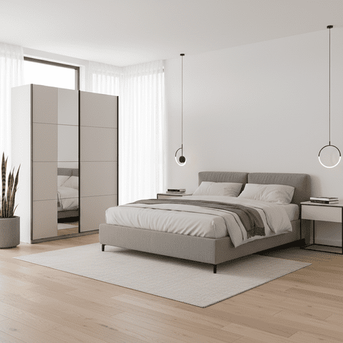 Noah White Sliding Wardrobe With Mirror - 11013481