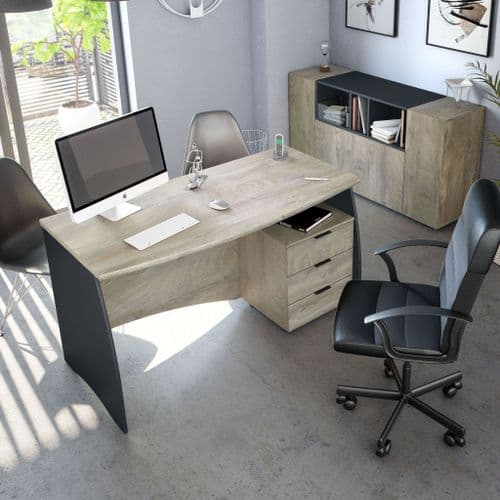 Oris Oak and Grey Large Desk With Drawers - 3121